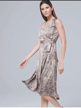 White House Black Market Snake-Print Wrap Dress